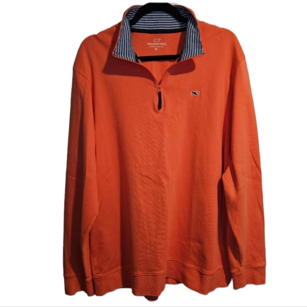 Vineyard Vines 1/4 Zip Pullover Sweater Extra Large XL Pima Cotton Orange Coral
